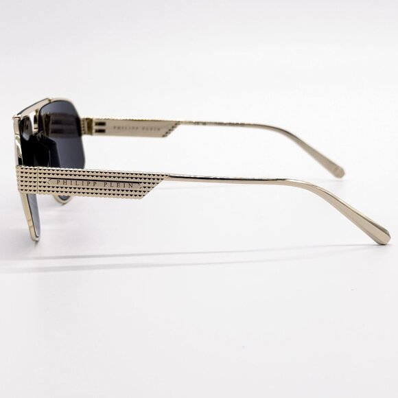 NEW PHILIPP PLEIN SUNGLASSES SPP106M 302 PILOT GOLD/GRAY MEN EYEWEAR PHILIPP PLE - Picture 6 of 10